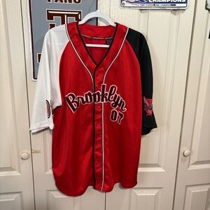 Brooklyn Men’s Baseball Jersey - Red, Black, and White